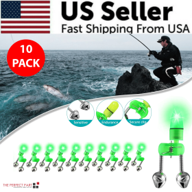 10/40 PC LED Night Fishing Bite Bait Alarm 2 Bells Light Rod Tip Clip Alert Ring (Pack: 10 Pack)